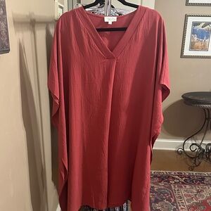 Flowy V-Neck Dolman Mini Dress in Rose